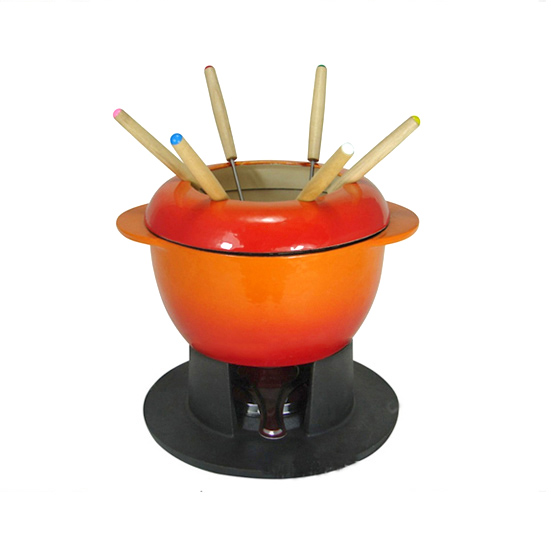 Cookwin Cast Iron Fondue Set, 18cm Fondue Pot