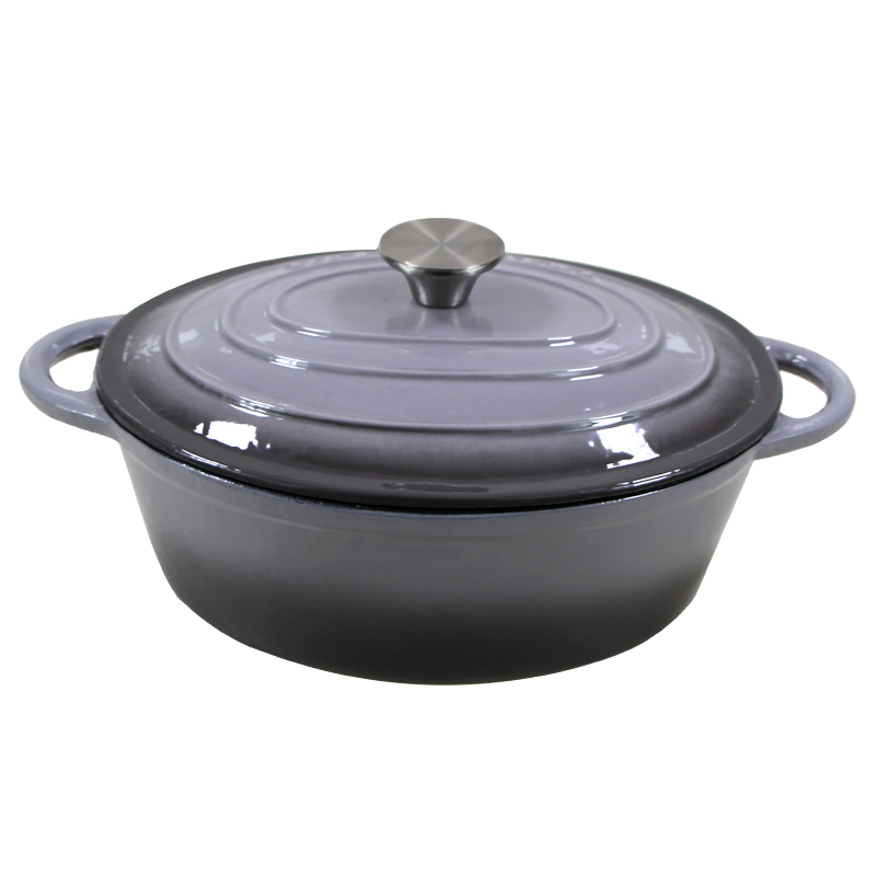 Oval Enameled Cast Iron Casserole Dish / Dutch Oven