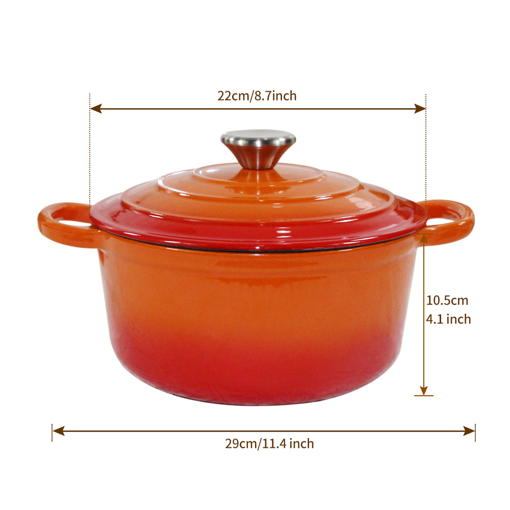 Round Enameled Cast Iron Casserole Dish / Dutch Oven