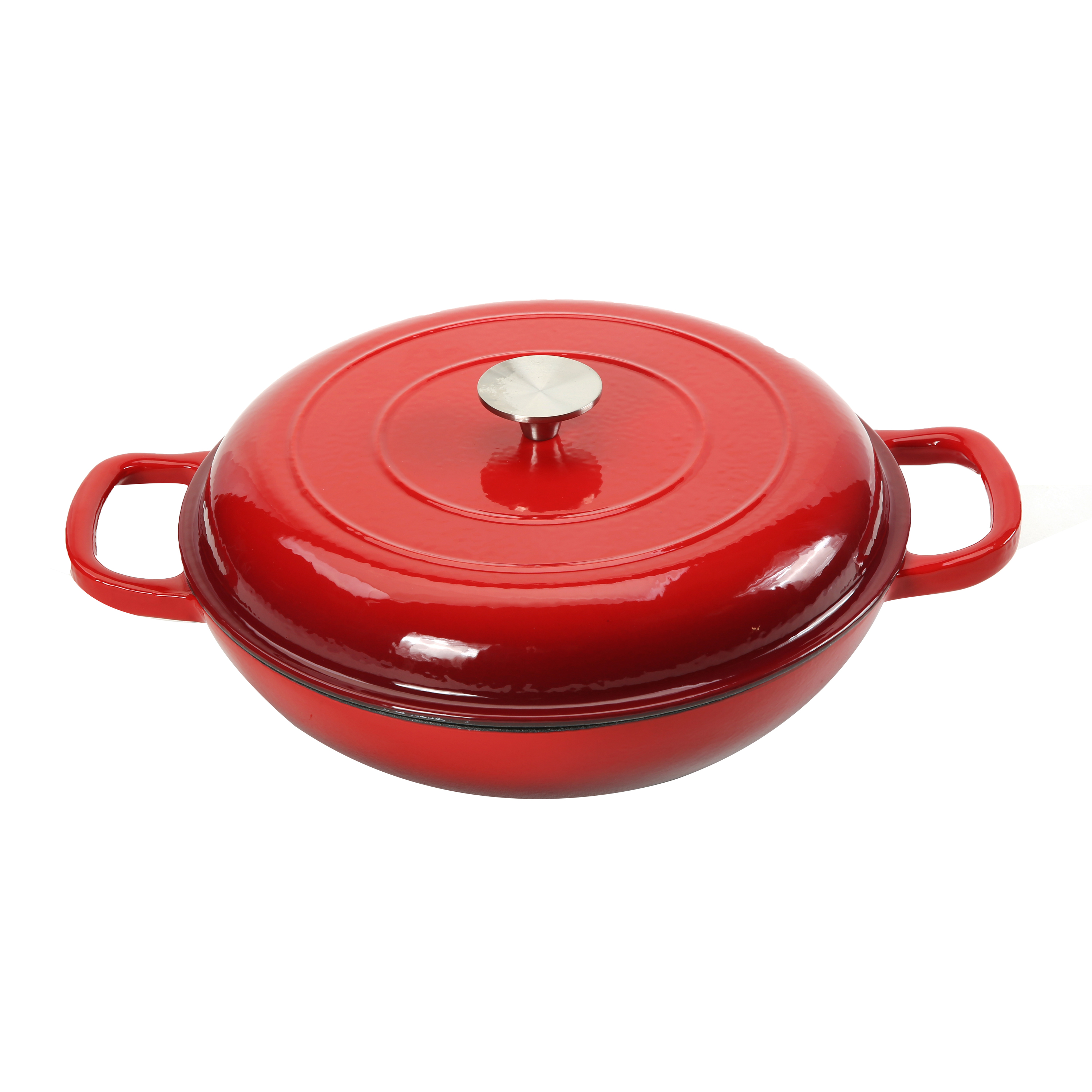 30cm Shallow Round Enameled Cast Iron Casserole/Dutch Oven