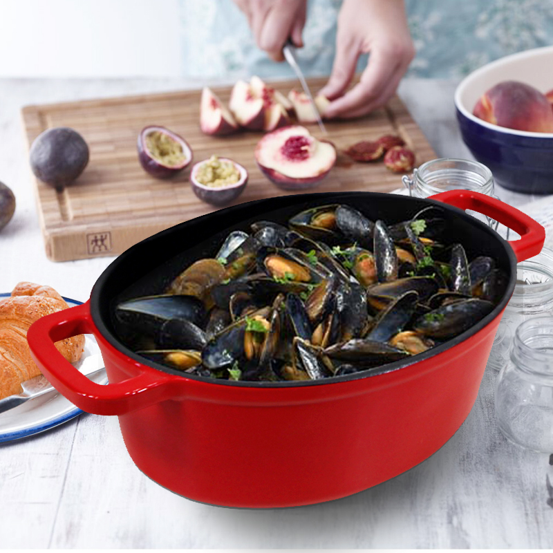 Oval Cast Iron Enamel Cookware Casserole Baking Dish