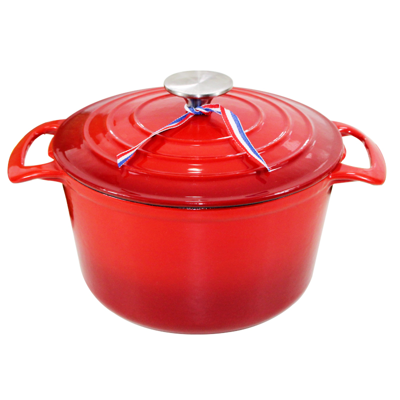 Durable Enameled Cast Iron Soup Pot with Dual Round Handles