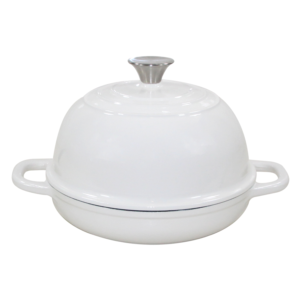 White Cast Iron Bread Oven with Enamel Coating, 24cm