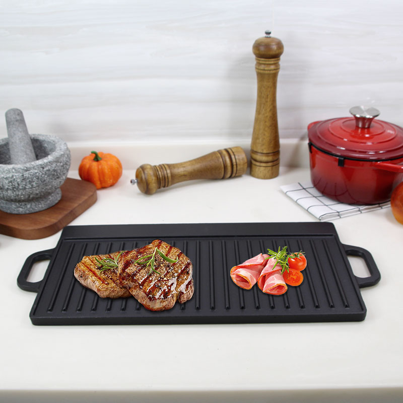 Pre-Seasoned Cast Iron Reversible Rectangular Grill Griddle