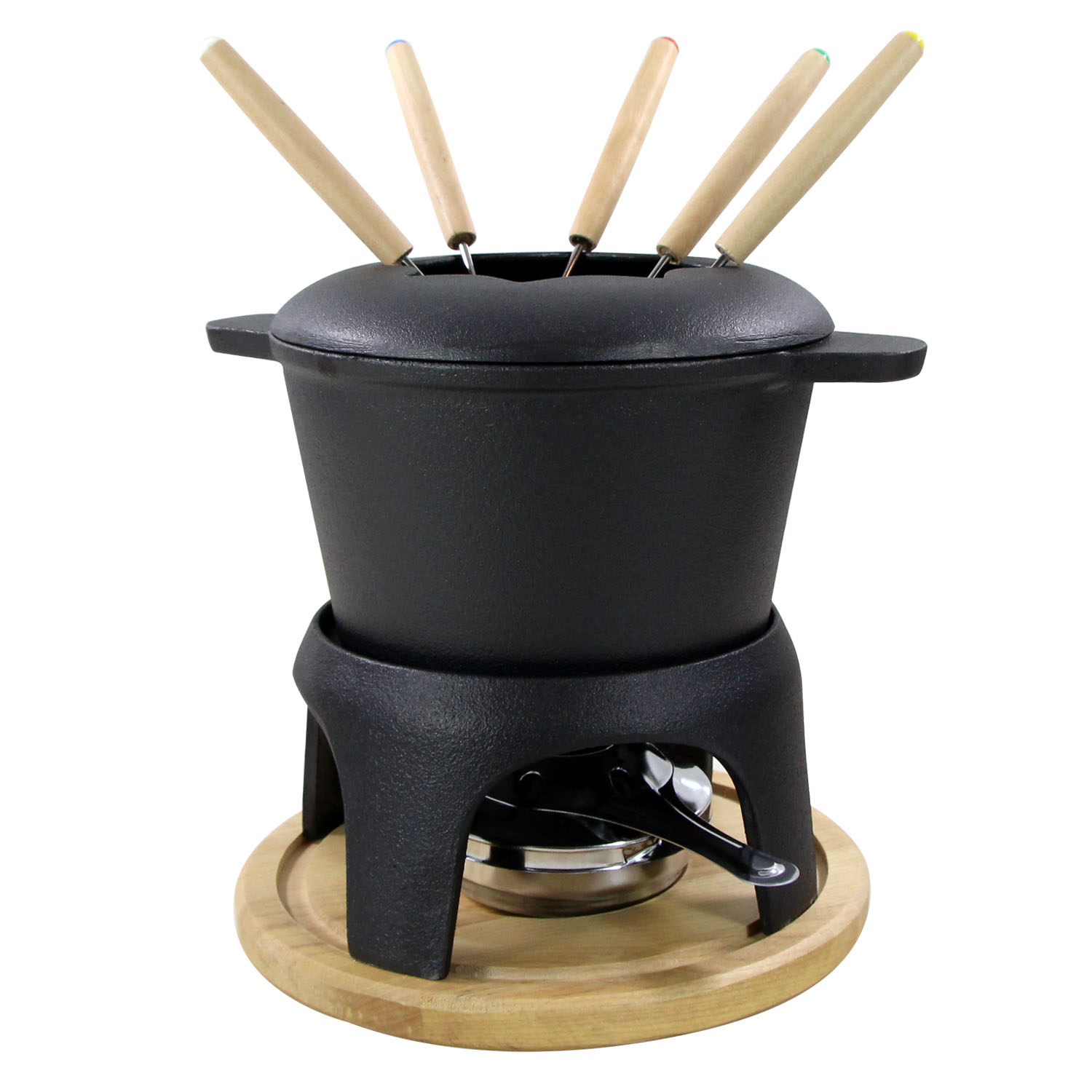 Enamel Cast Iron Fondue Set with Forks
