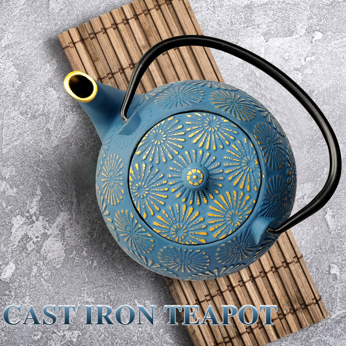 1200ml Enameled Cast Iron Teapot for Open Fire Use