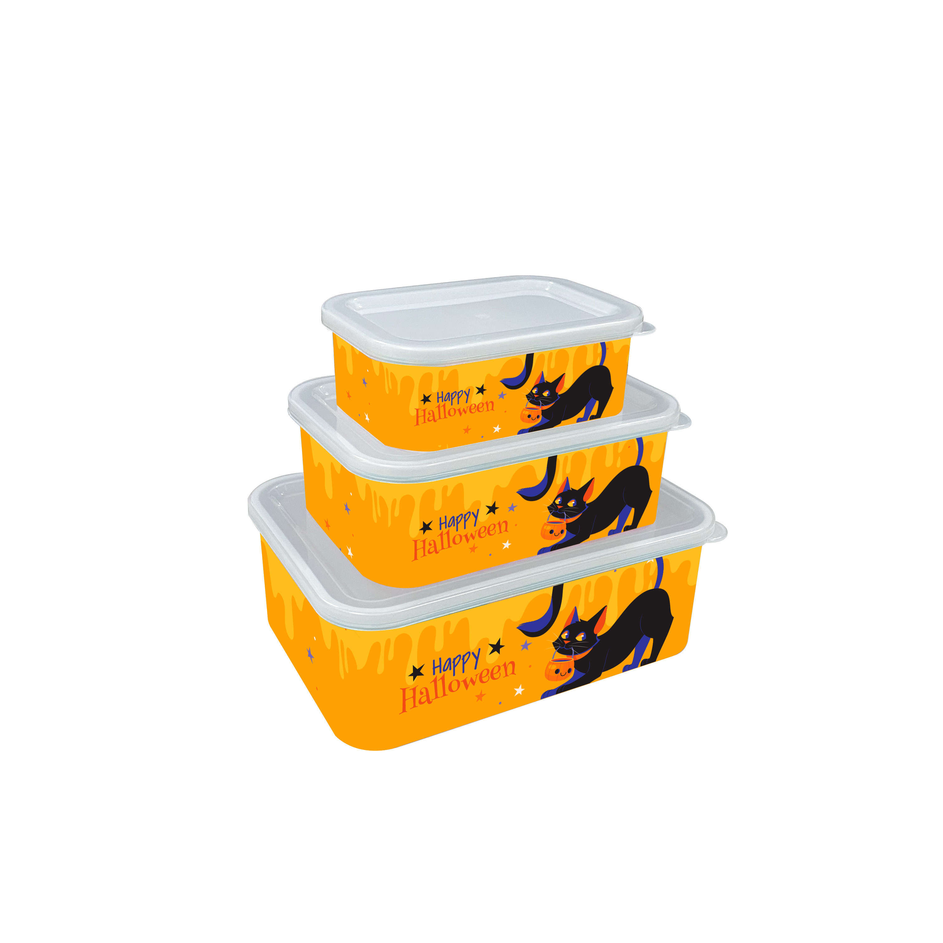 Set of 3 Melamine Christmas Lunch Box Food Storage Containers with Lids