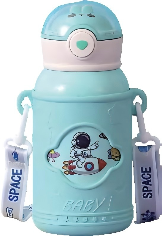 500ml Stainless Steel Kids School Straw Water Cup with Rope