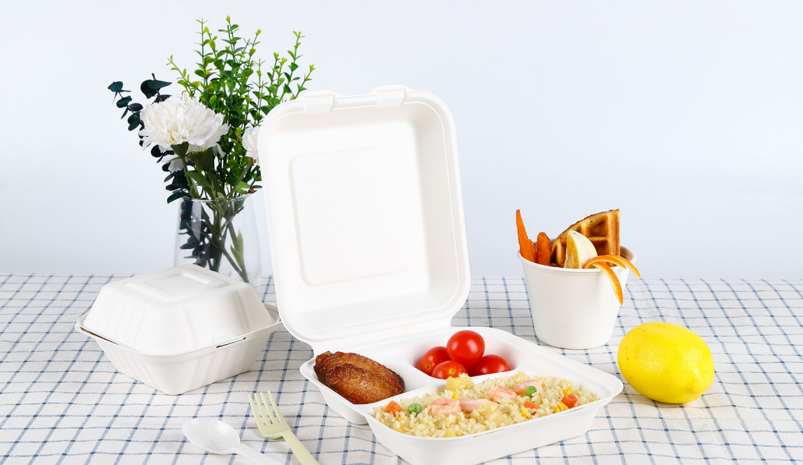 Sugarcane Bagasse Flip Cover Lunch Box Series