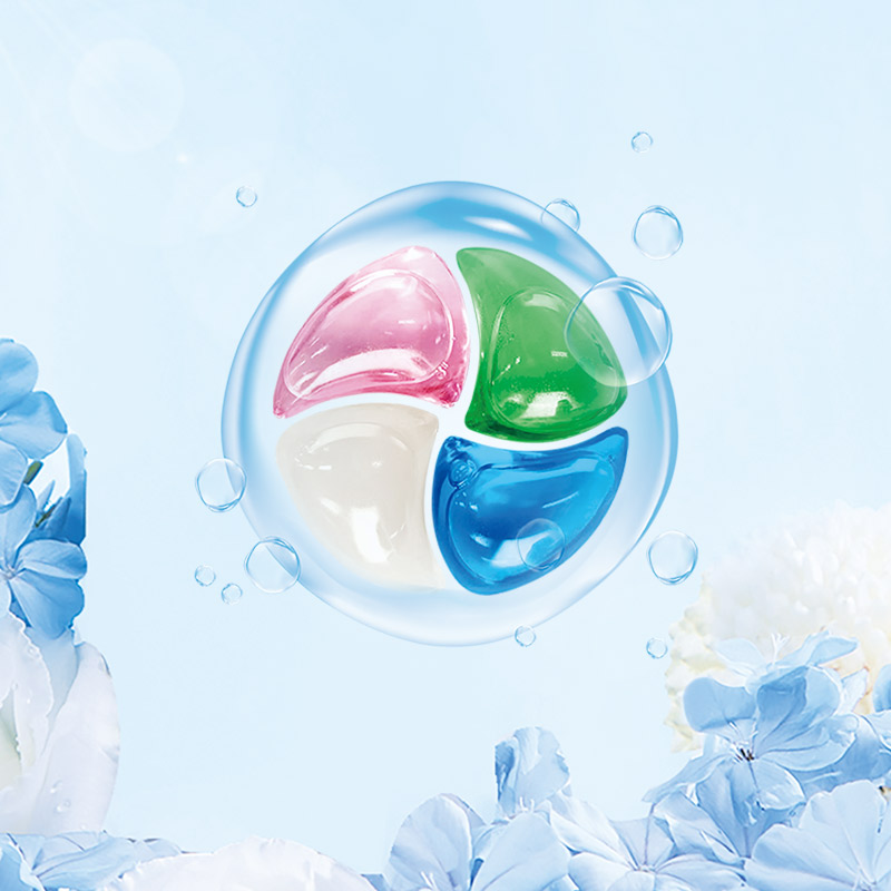 Four-Chamber Laundry Beads with Micro-Scented Capsules