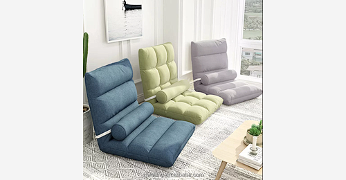 Adjustable Height Folding Lounger Indoor Faux Linen Tatami Recliner