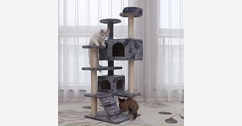 Factory-Direct Large Wooden Cat Tree with Sisal and Velvet