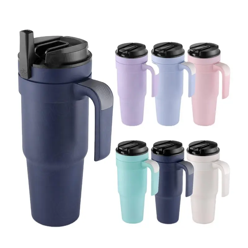 40 oz Stainless Steel Vacuum Insulated Travel Mug Tumbler with Handle
