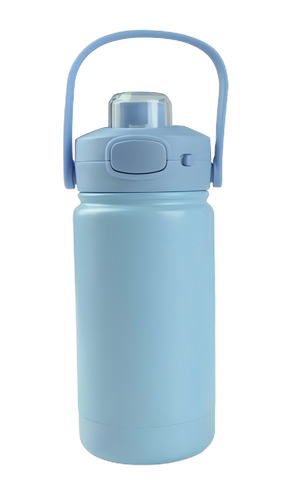 350ML Stainless Steel Kids Water Bottle with Flip Straw and Rubber Bottom