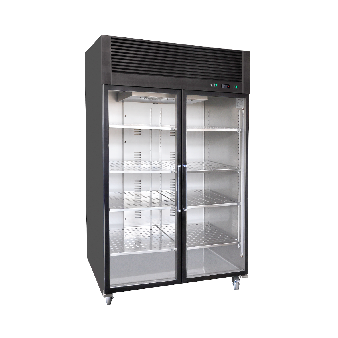 Black Two Glass Door Reach-in Refrigerator