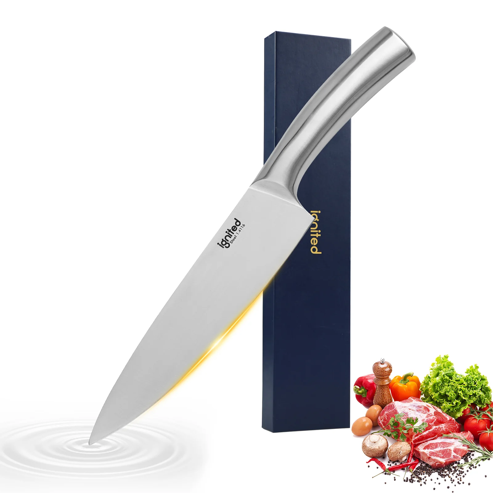 IGNITED CUTLERY 8" Ultra-Thin Full Steel Chef Knife