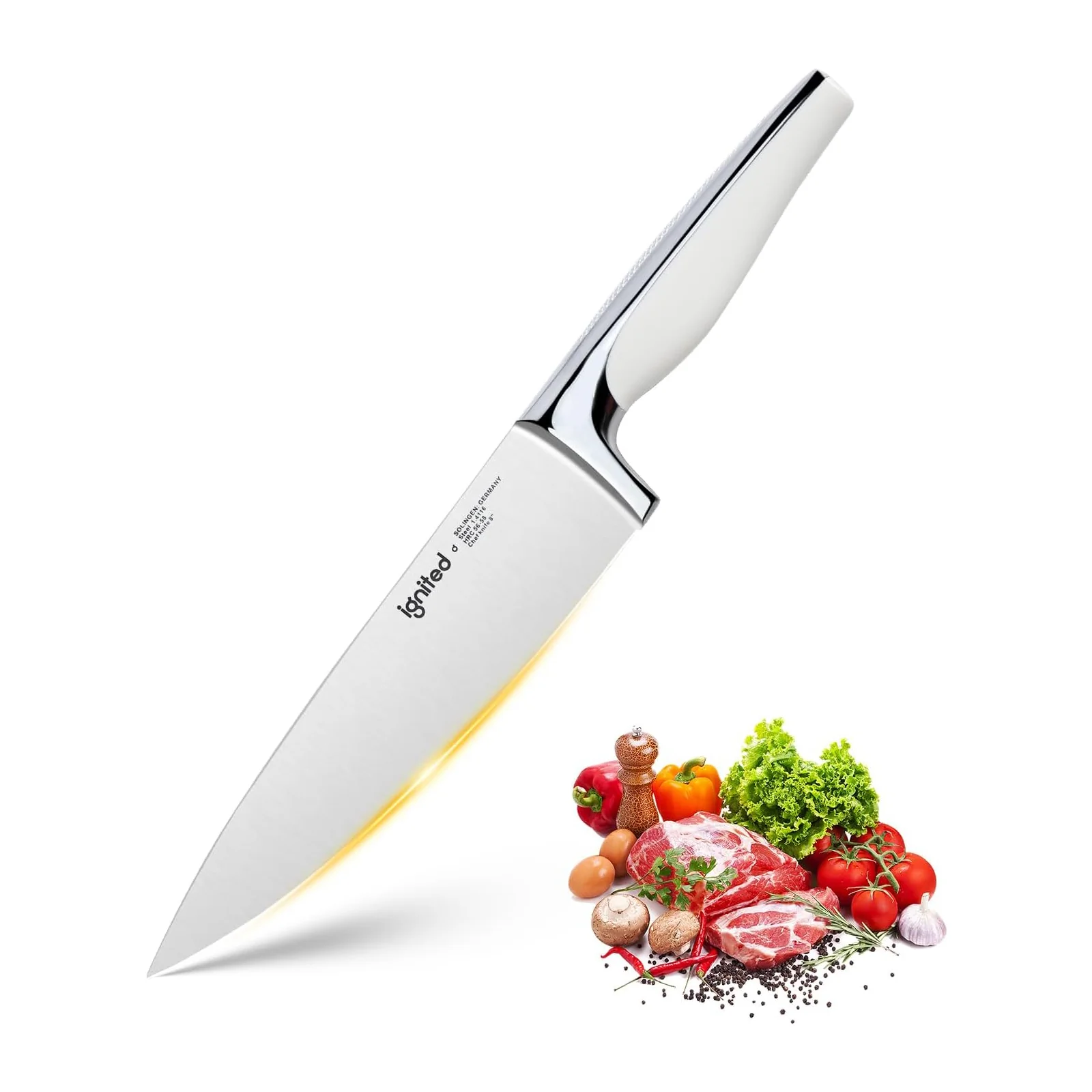 IGNITED CUTLERY 8" Wide-Blade Western Chef Knife