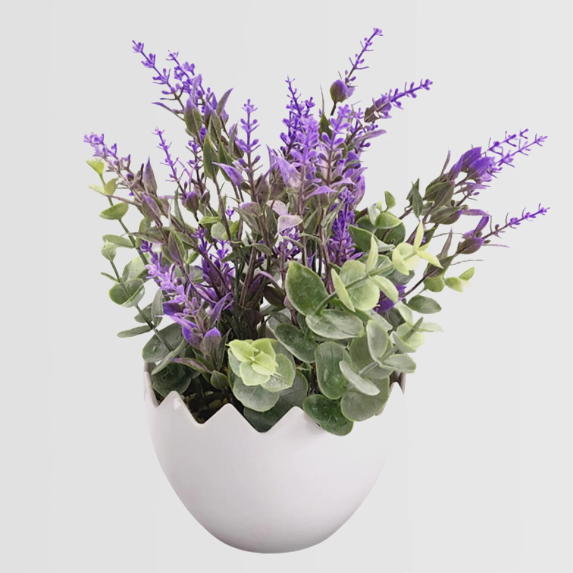 15cm Artificial Lavender Plant in Decorative Egg Pot