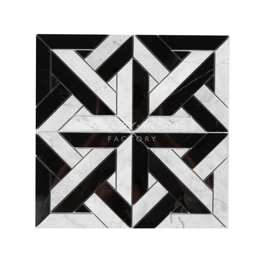 Faith of Babylon Black and White Marble Mosaic Tile