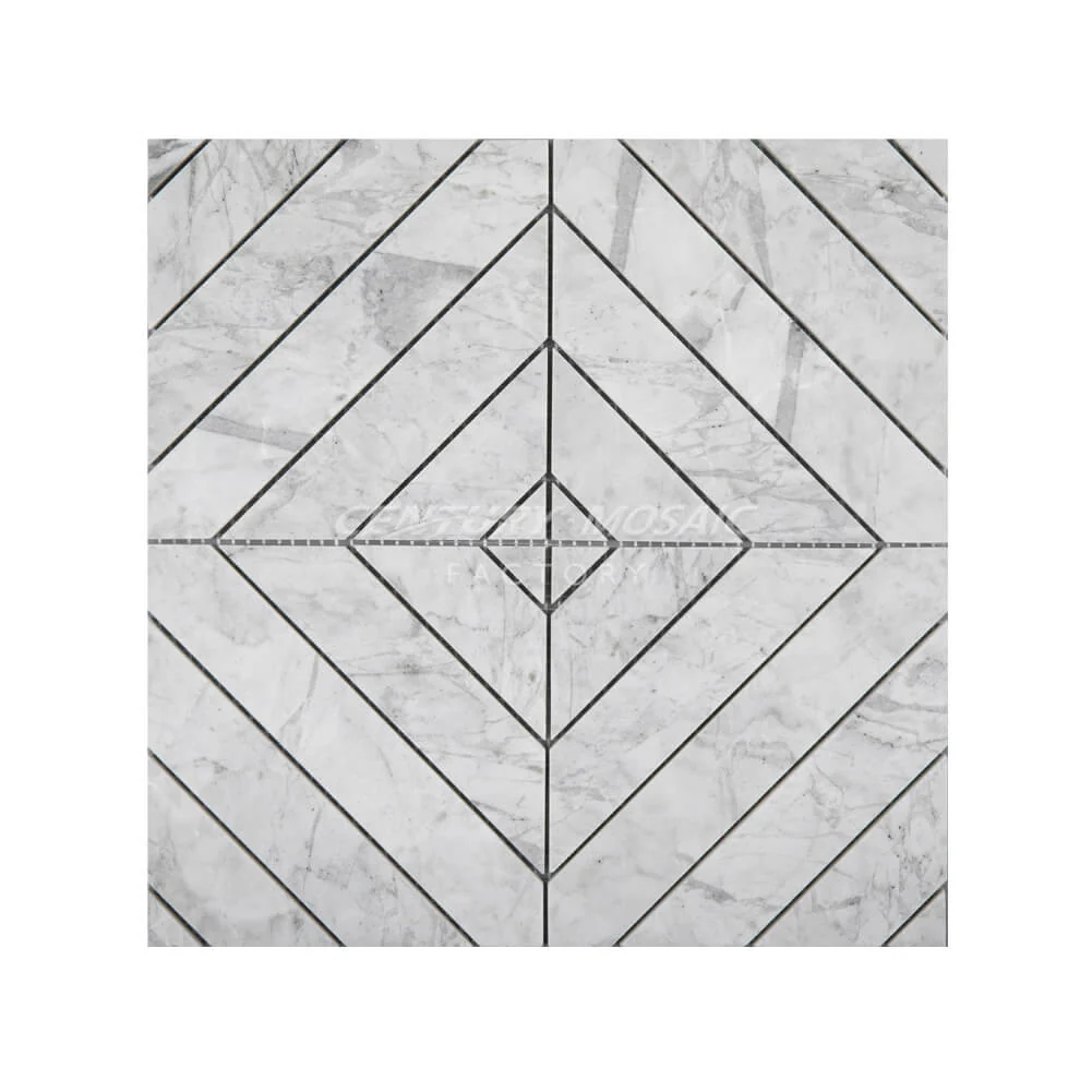 Magic Giza Marble White Rhombus Polished Mosaic Tile