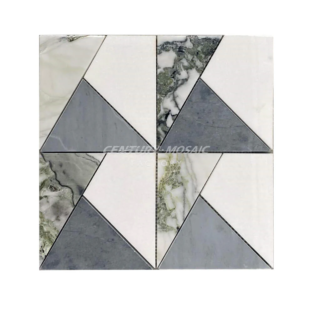 Snow Wonderland White Marble Polished Triangle Mosaic Tile