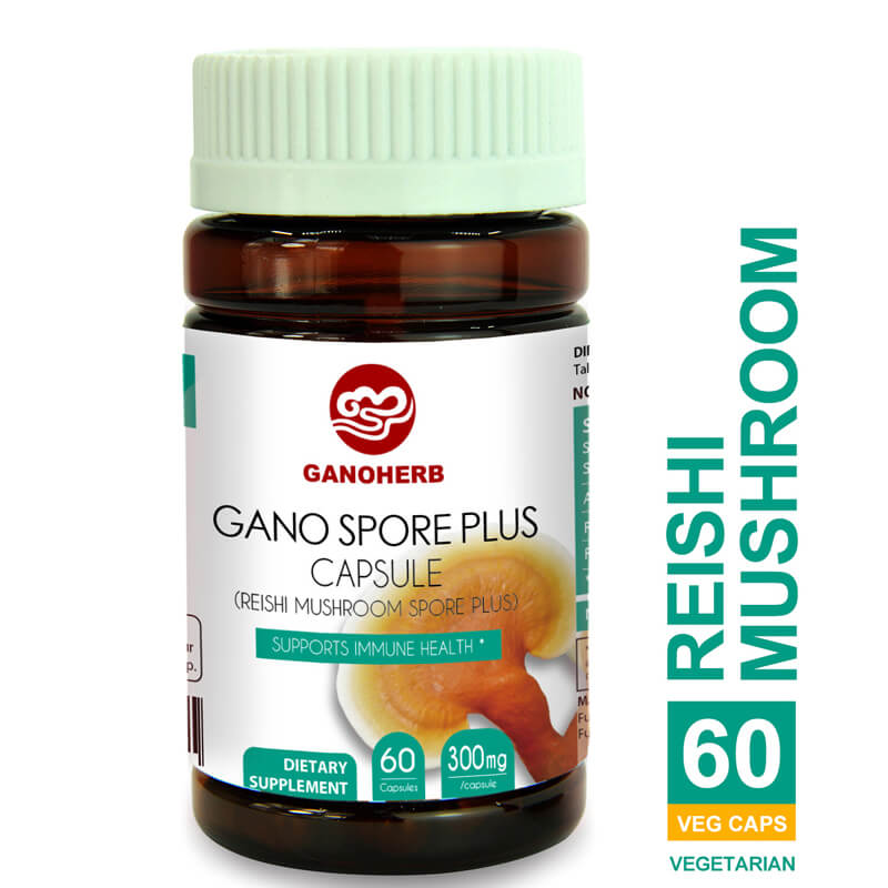 Organic Reishi Mushroom Capsules with Ganoderma Lucidum Spore Powder and Extract
