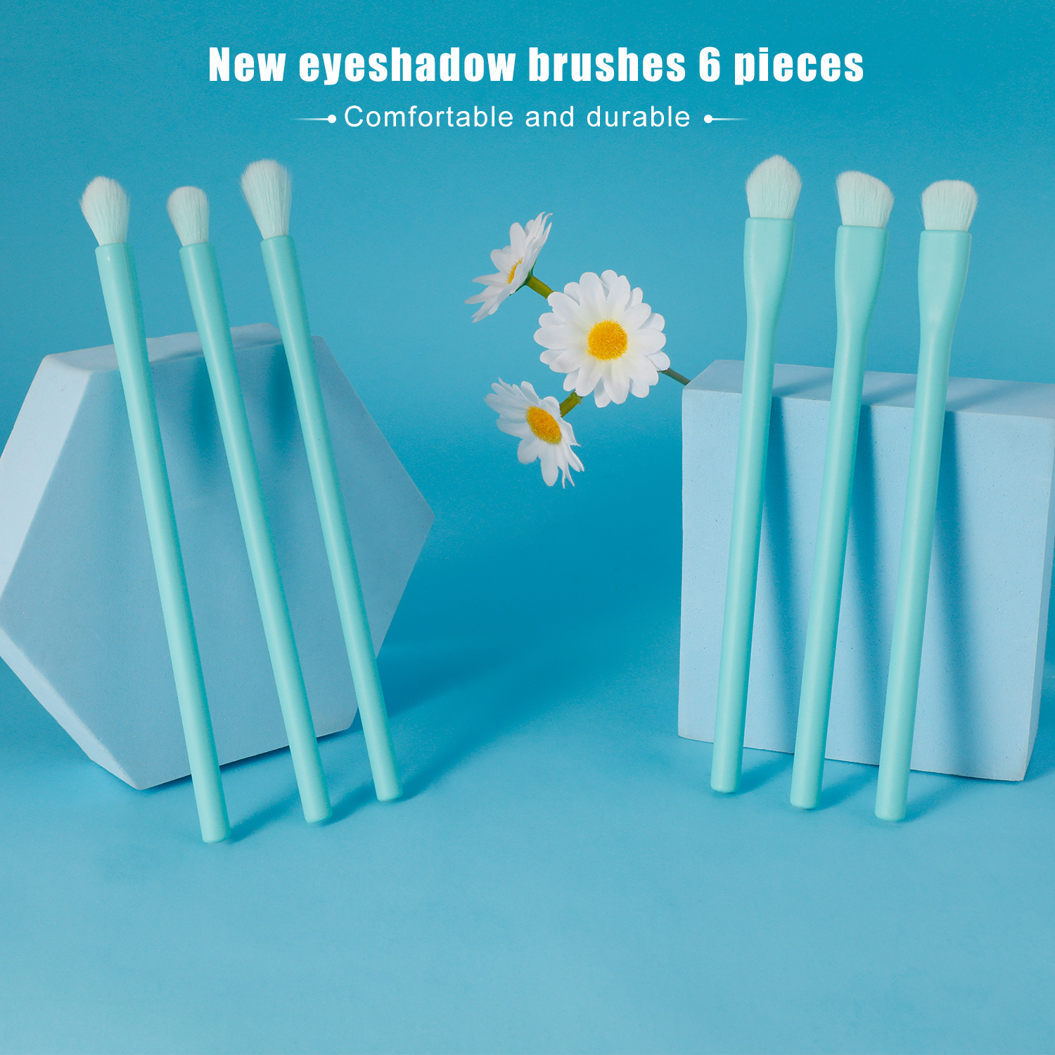 EBS09 6Pcs Sky Blue Eyeshadow Makeup Brush Set