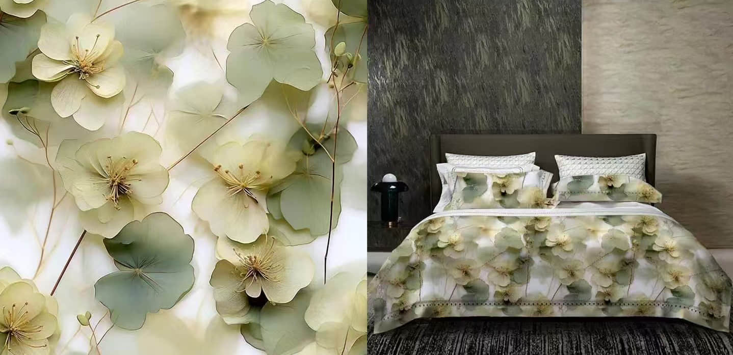 Digital Printed Fabric with Floral Designs
