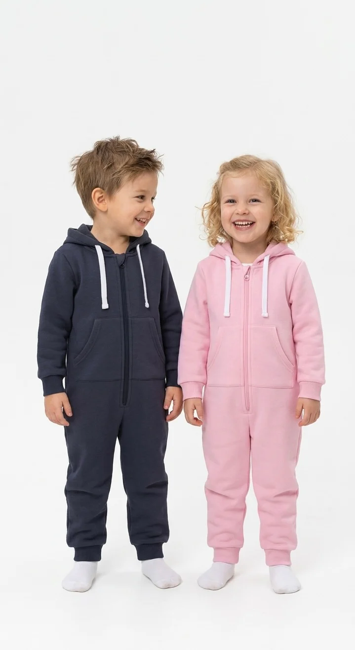 Children's Fleece Jumpsuits with Hoodies