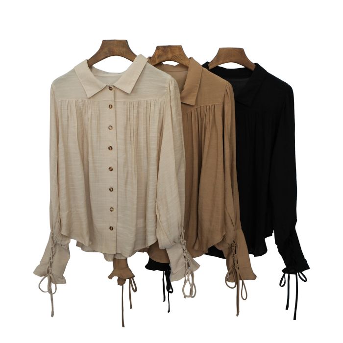 Ladies Loose Tie Cuff Shirt