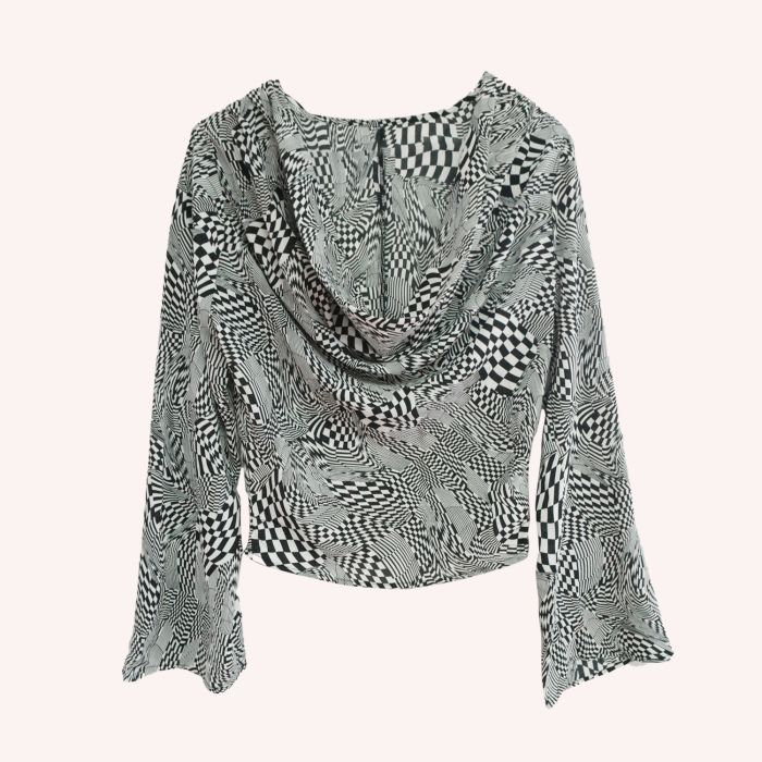 Ladies Check Hoodie Cropped Top