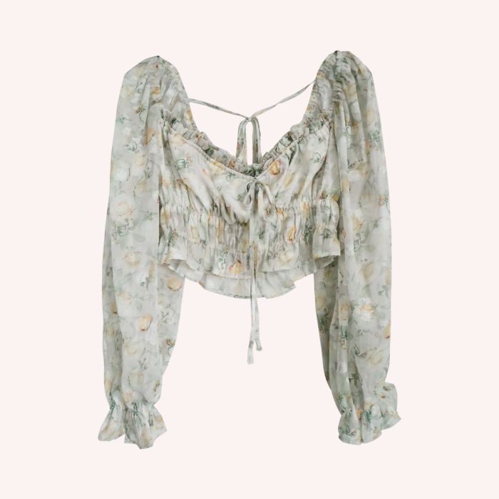 Ladies Chiffon Floral Cropped Top