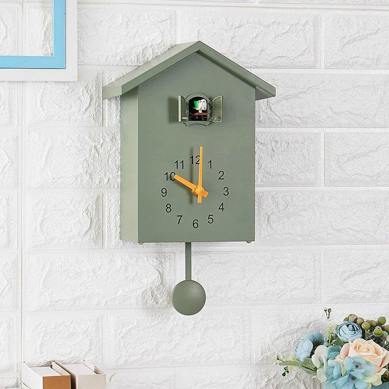Cuckoo Quartz Wall Clock with Swinging Pendulum