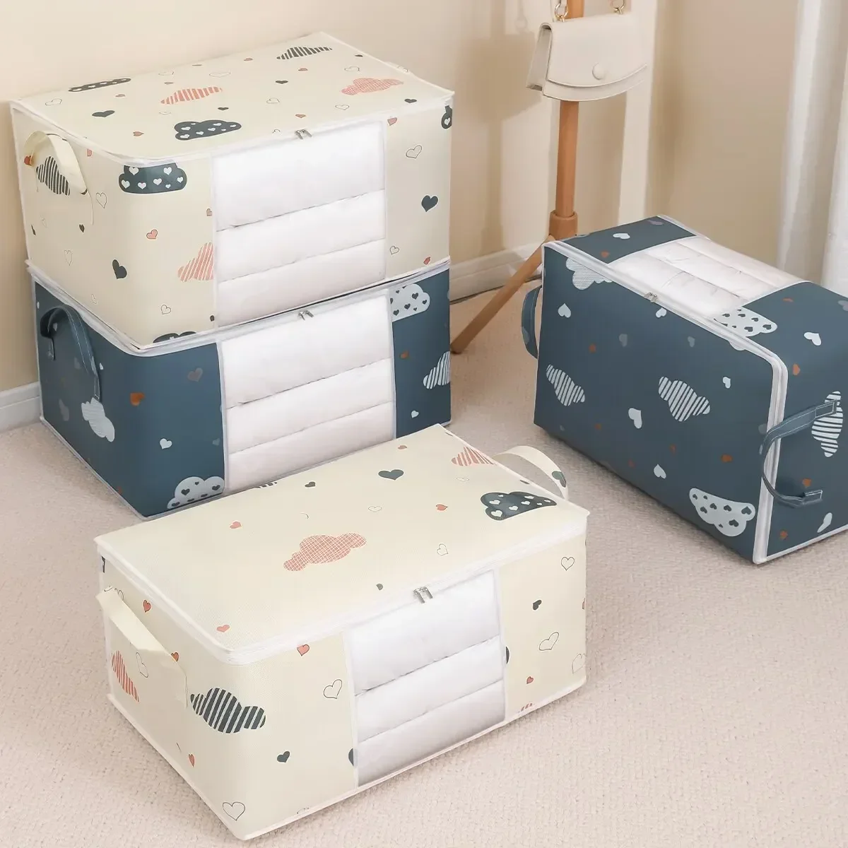 Large Capacity Clothes Storage Bag Organizer with Reinforced Handle