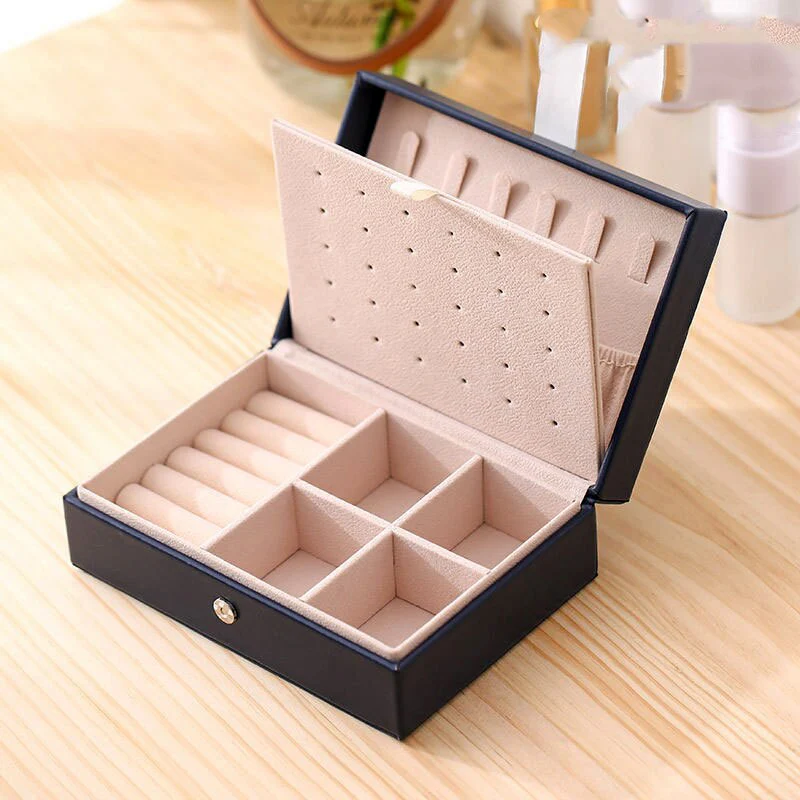 Double Layer Portable Jewelry Box with Magnetic Buckle