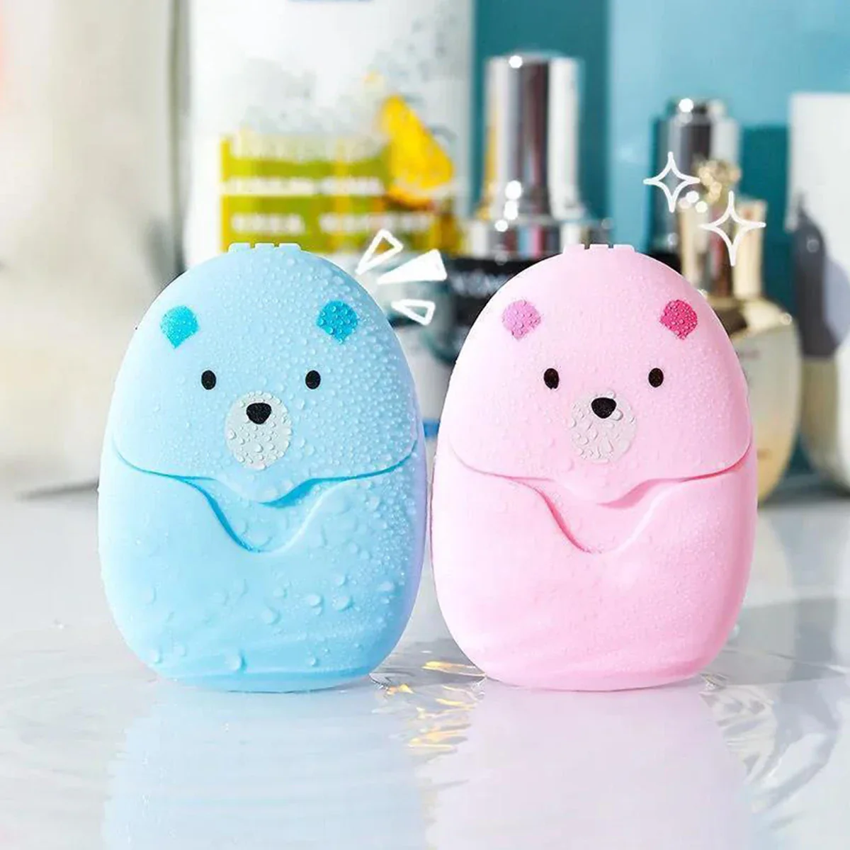 50pcs Water-Soluble Paper Soap Sheets with Portable PP Case